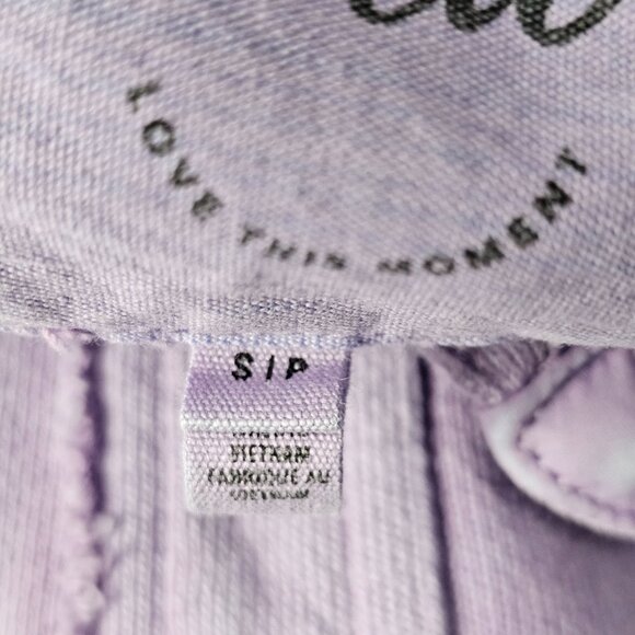 Aerie Lumber Jane Women's Oversized Distressed Shacket Top Lilac Purple Size S - Picture 11 of 14